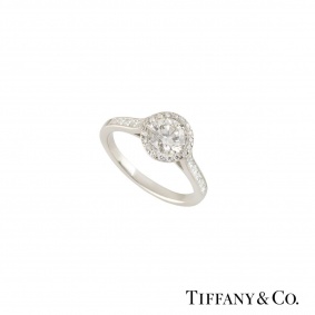 Tiffany & Co. Platinum Diamond Halo Ring 1.00ct G/VVS1
